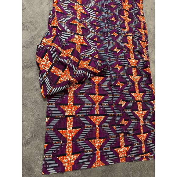 MAE OTTI African Ankara Kaftan Dashiki Style Tunic OS Wax Print Geometric Purple - Picture 2 of 7
